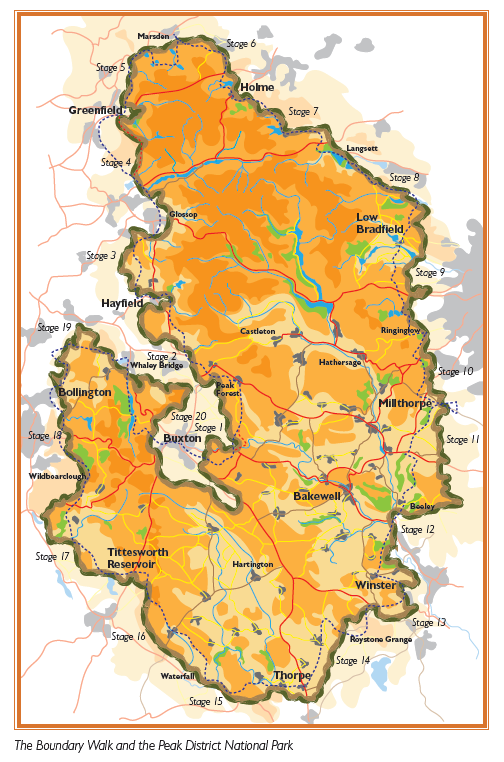 Map Of The Peak District Peak District Boundary Walk - Cpre Peak District And South Yorkshire
