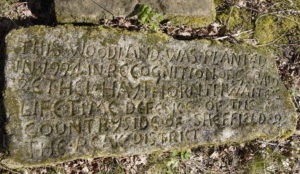 THIS WOODLAND WAS PLANTED IN 1994 IN RECOGNITION OF GERALD & ETHEL HAYTHORNTHWAITE'S LIFETIME DEFENCE OF THE COUNTRYSIDE OF SHEFFIELD & THE PEAK DISTRICT