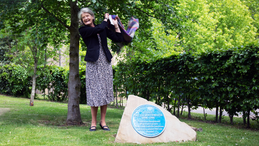 Dame Fiona Reynolds unveils the blue heritage plaque