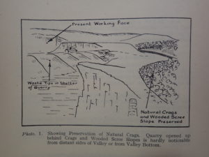 Diagram in Quarrying in the Peak District, 1950, showing good quarrying techniques
