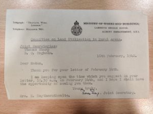 A letter to Ethel Haythornthwaite inviting her to meet with the secretaries of the committee