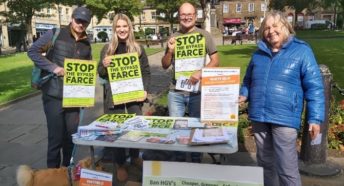 People campaigning in Glossop against the A57 Link Roads.